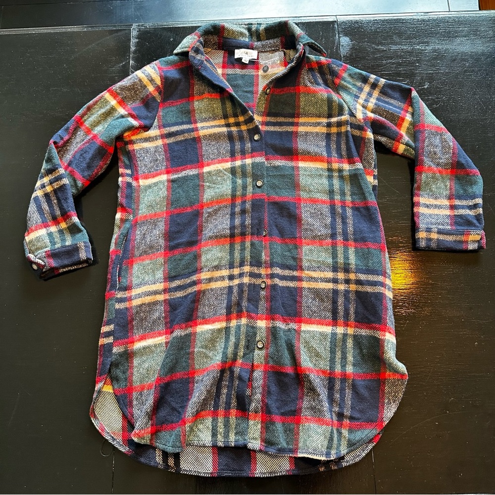 New Urban Daisy Flannel Blue Red Fall Winter Look Dress Button Down